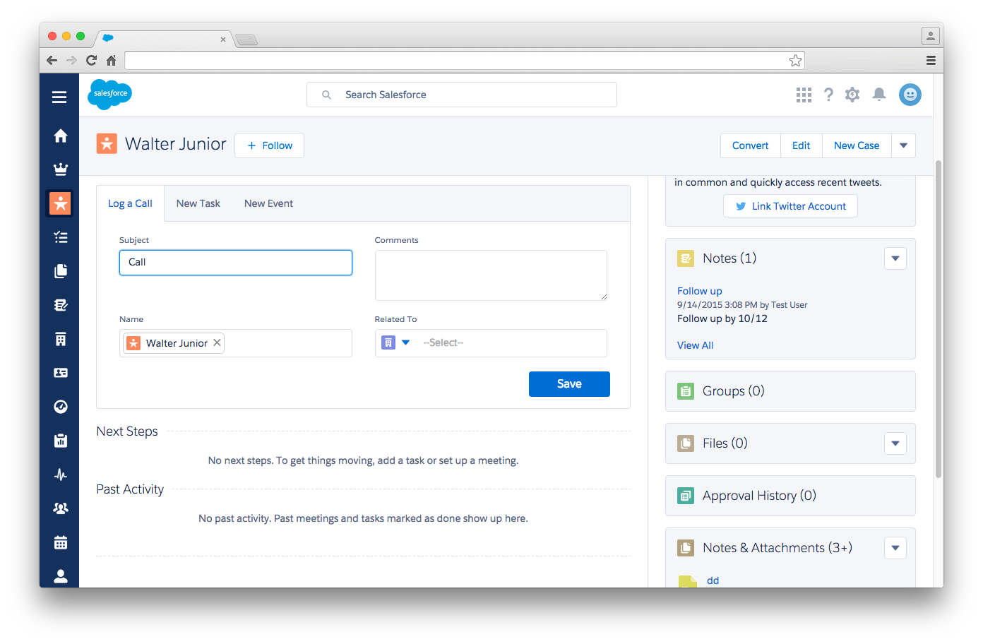 Logging a call via the publisher