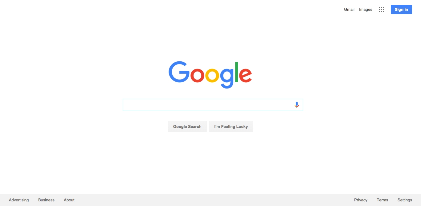 Google: The homepage is just a search box that has clearly been designed around its primary function.