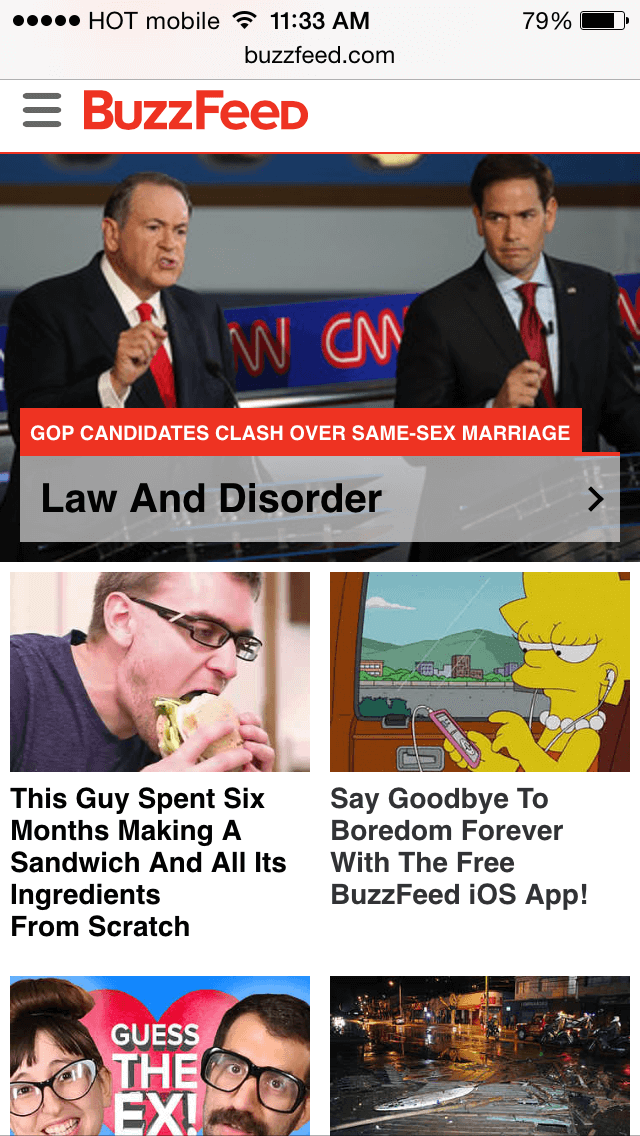 BuzzFeed ’s mobile view.