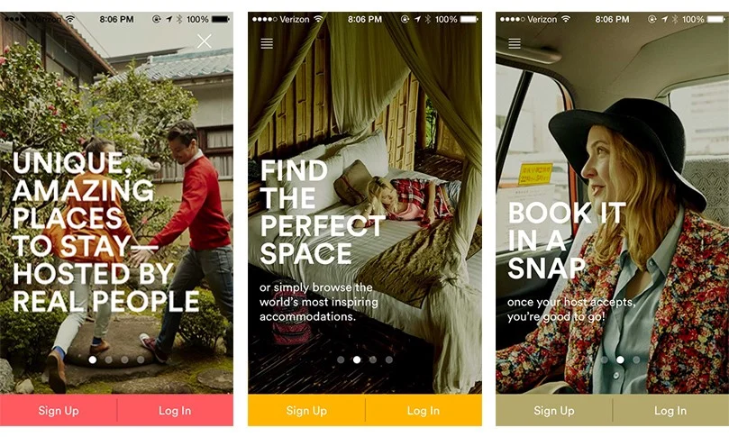 Onboarding screens — Airbnb