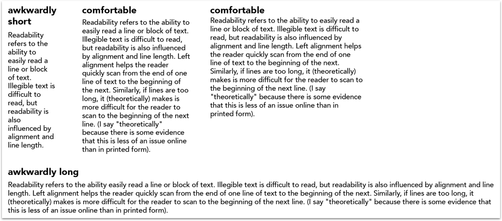 Readability of text. Text to difficult read. Less issues