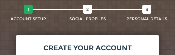 Create account as a multi-step action.