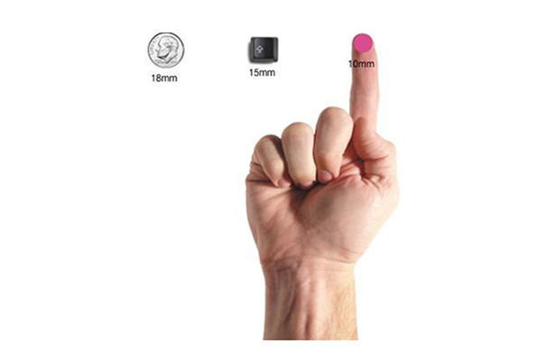 A target that measures 10mm allows the user’s finger to fit snugly inside the target. Image credited to UXMag.