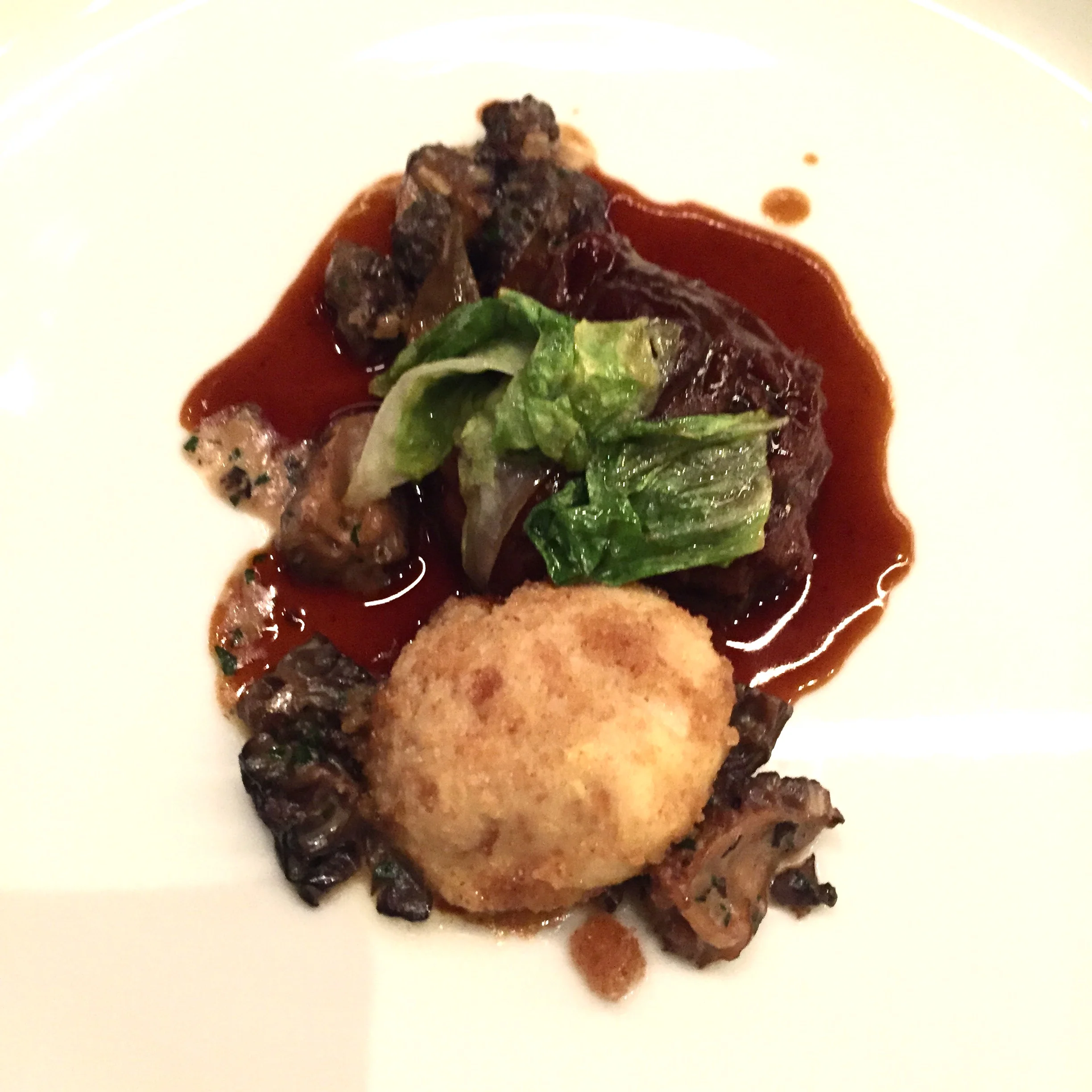 Veal Cheeks served with morel mushrooms, salad hearts and a brioche dumpling. Photo: The Vancouverite
