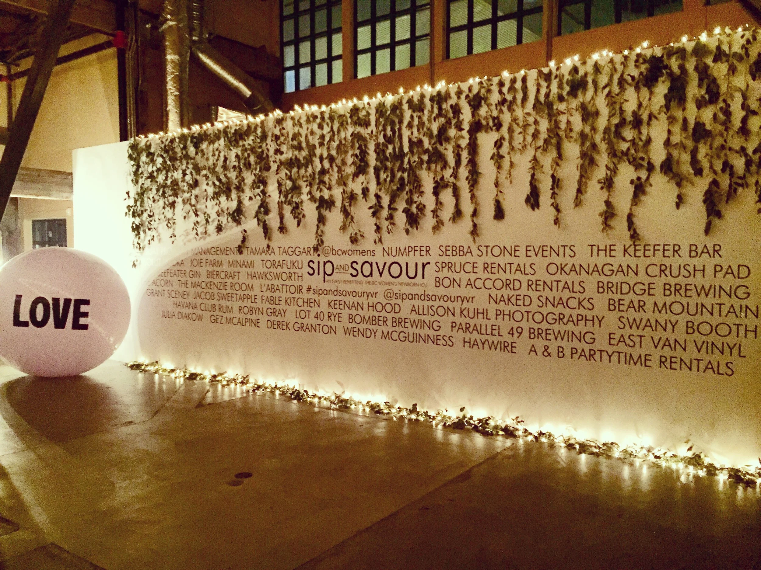 Stunning feature wall with all the sponsors and of course, the Big Love Ball. <3