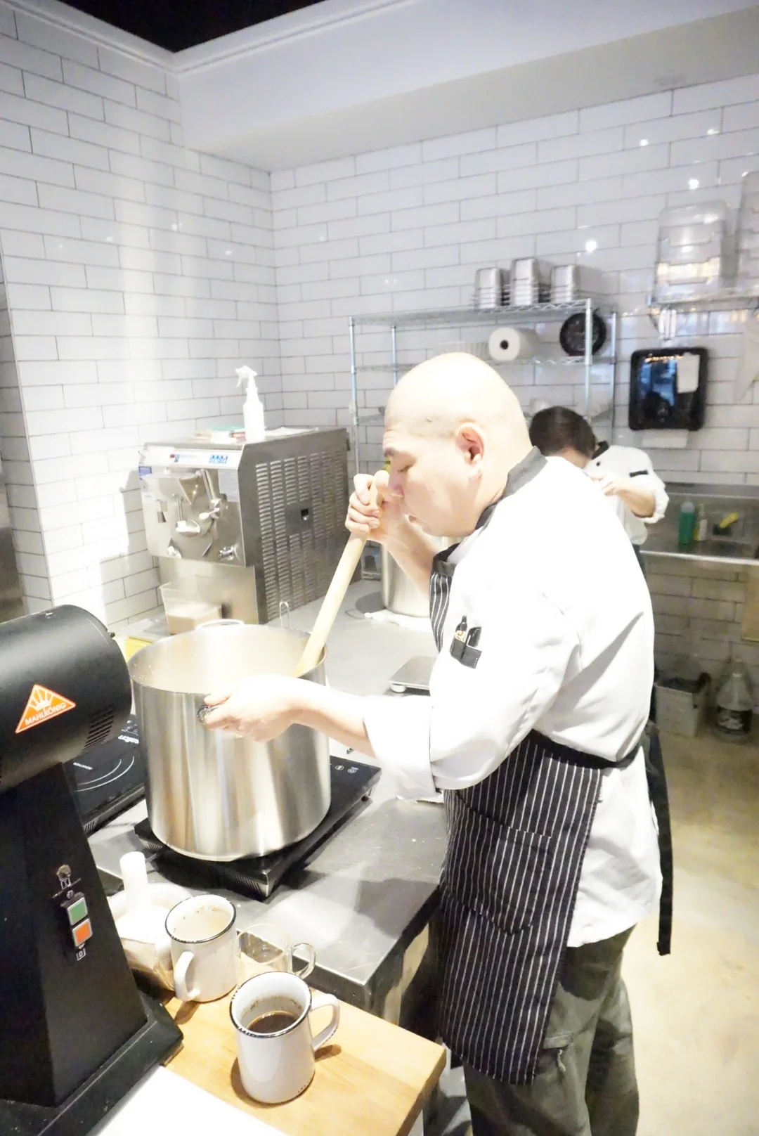 Kazushi Terakawa, Tangram's pastry chef, is responsible for making everything from scratch; from the ice creams and sorbets to the signature cookie cone. Everything is done in house.