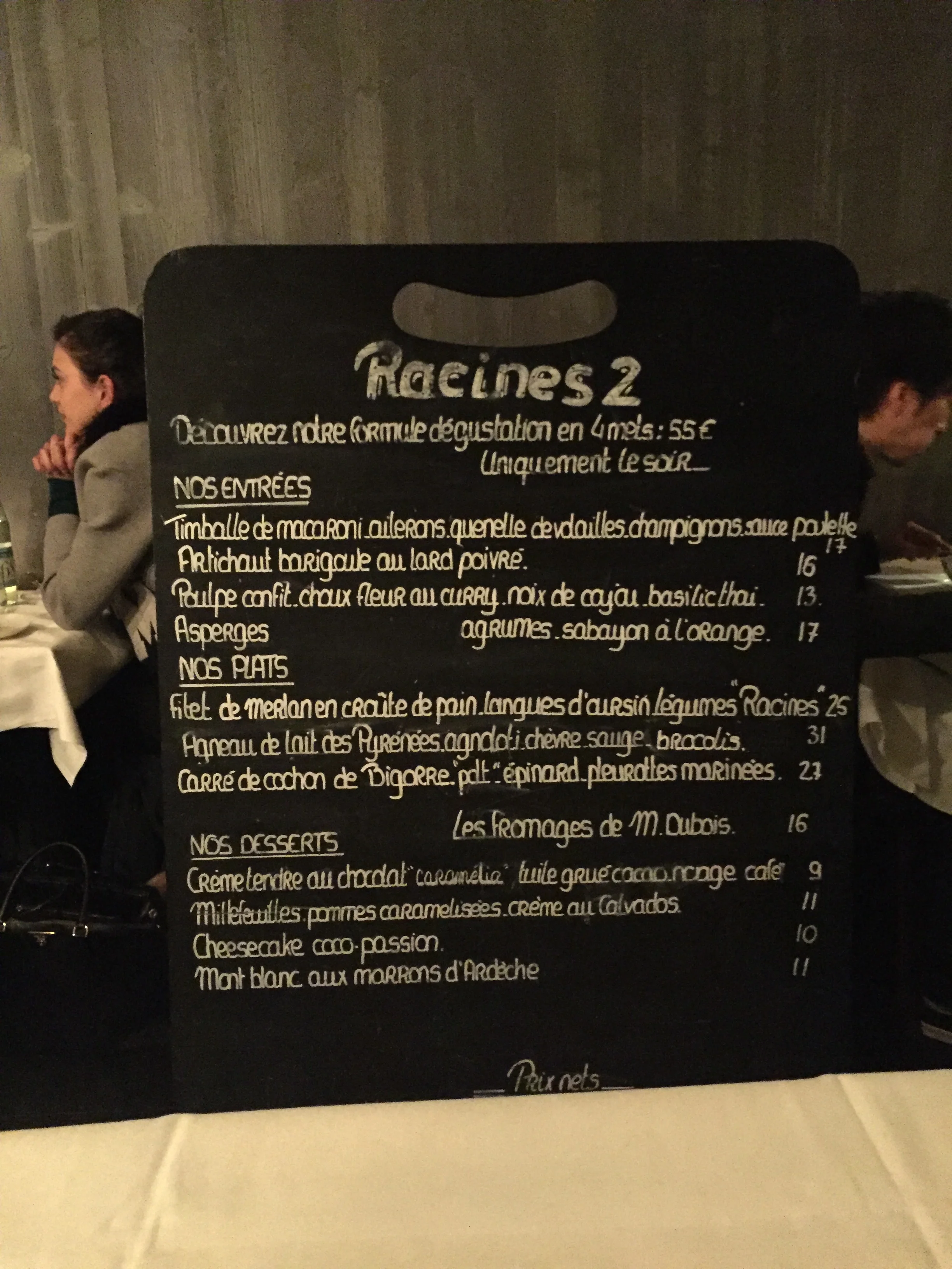 Racines2 menu board