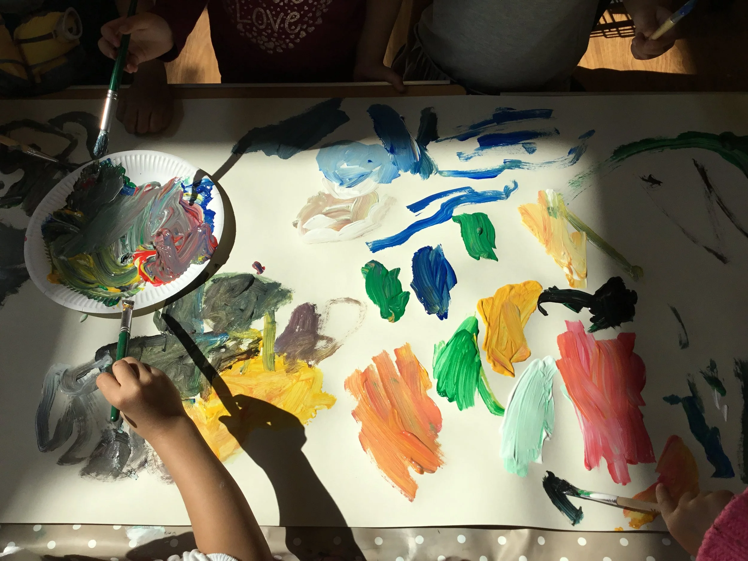  Audio Painting, 2019  Camden Arts Centre and Langtry Nursery  Collaboratively construct your own digital evolving soundscapes through the app Trope. Using the sounds as a stimulus create a collaborative gestural abstract painting.  2-4 year olds. 