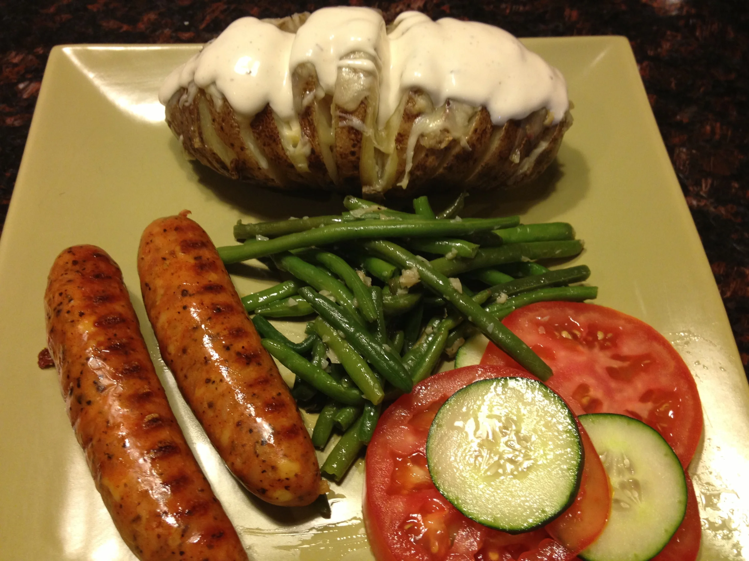 Chicken Sausage w/Baked Potato and Veggies