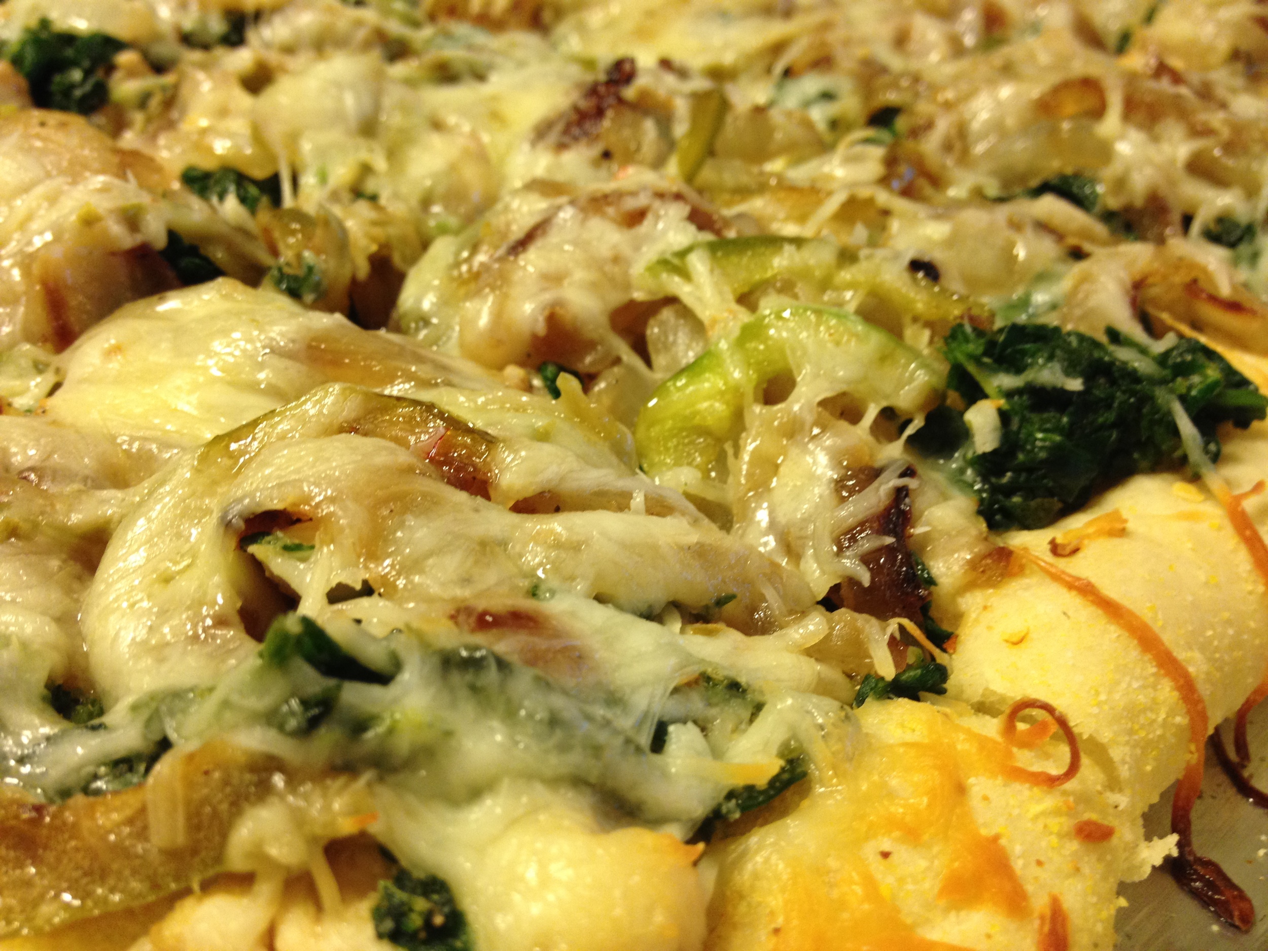 Grilled Chicken Pizza with Spinach and Caramelized Onions