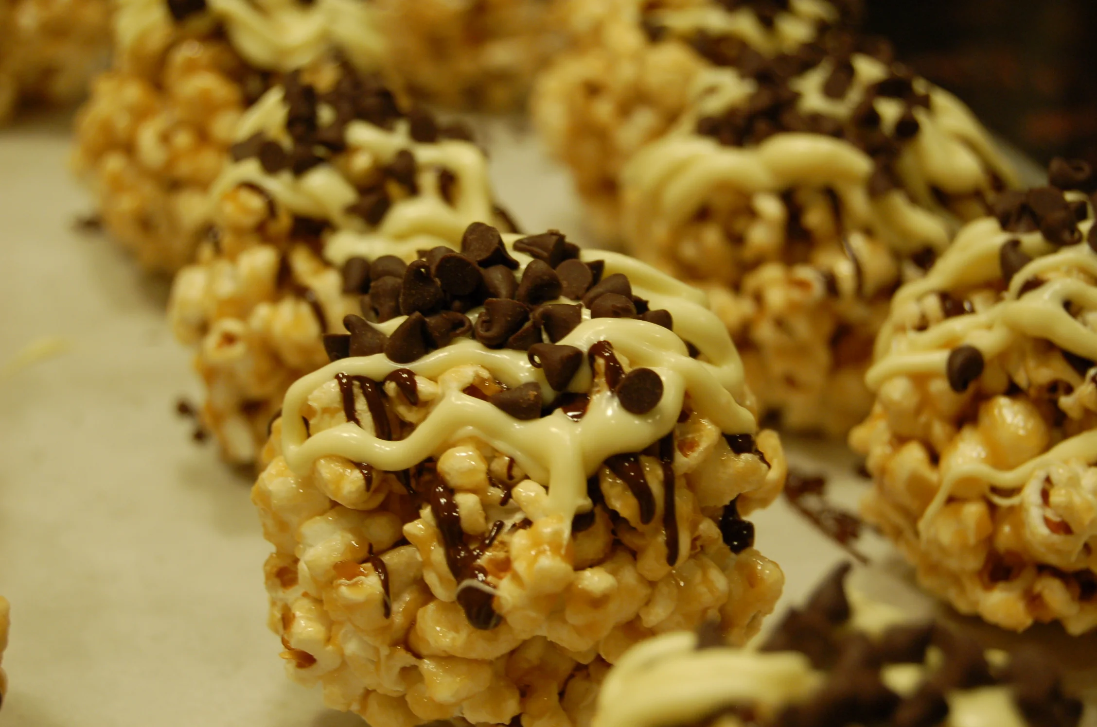 Popcorn Balls Topped with Chocolates