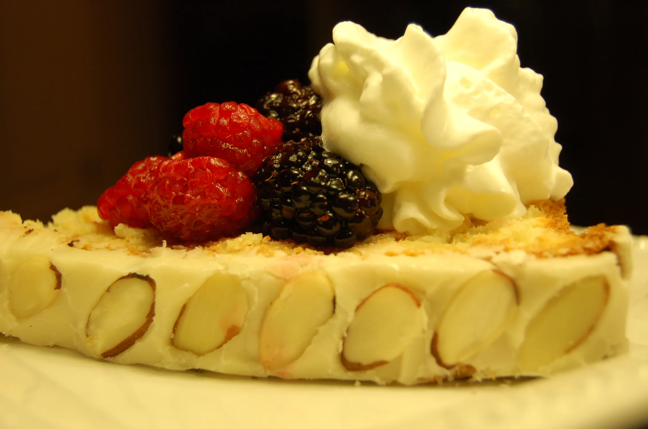 Sliced Pound Cake with Fresh Fruit and Cream