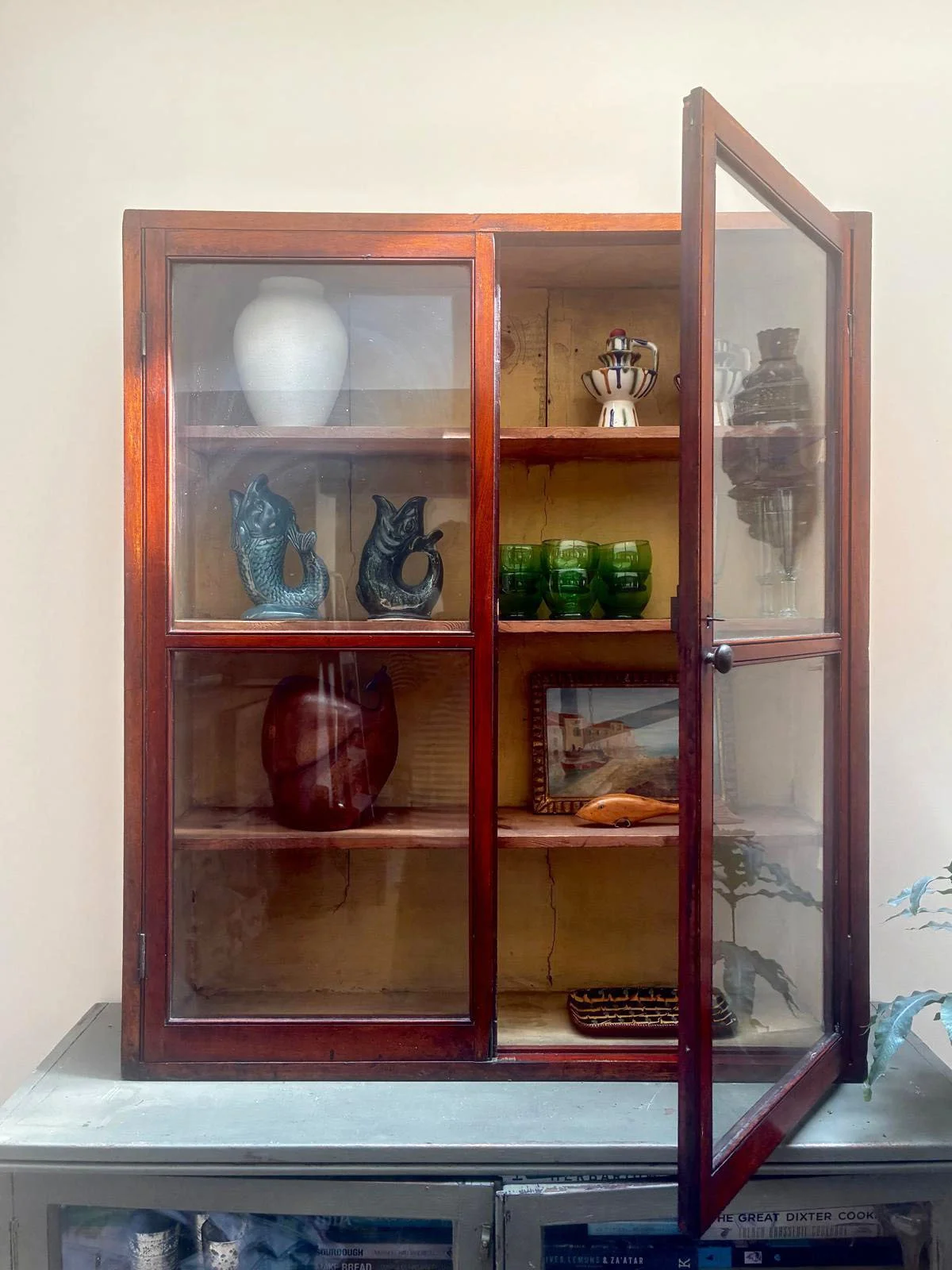 Glazed Mahogany Wall Cabinet