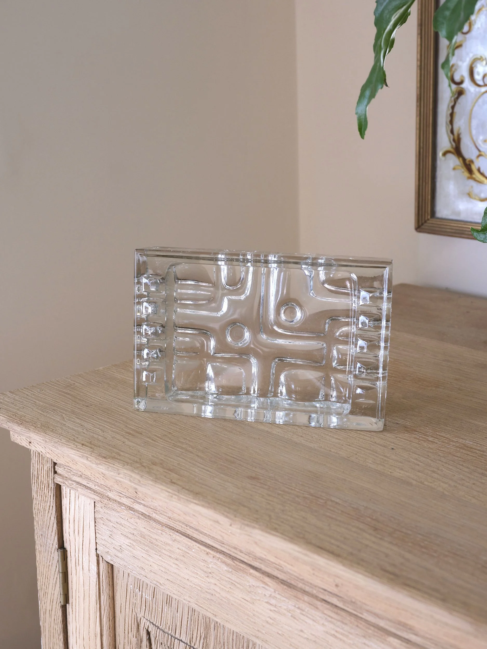 Brutalist Mid Century Glass Tray by glassmaker Vladislav Urban Czechoslovakia