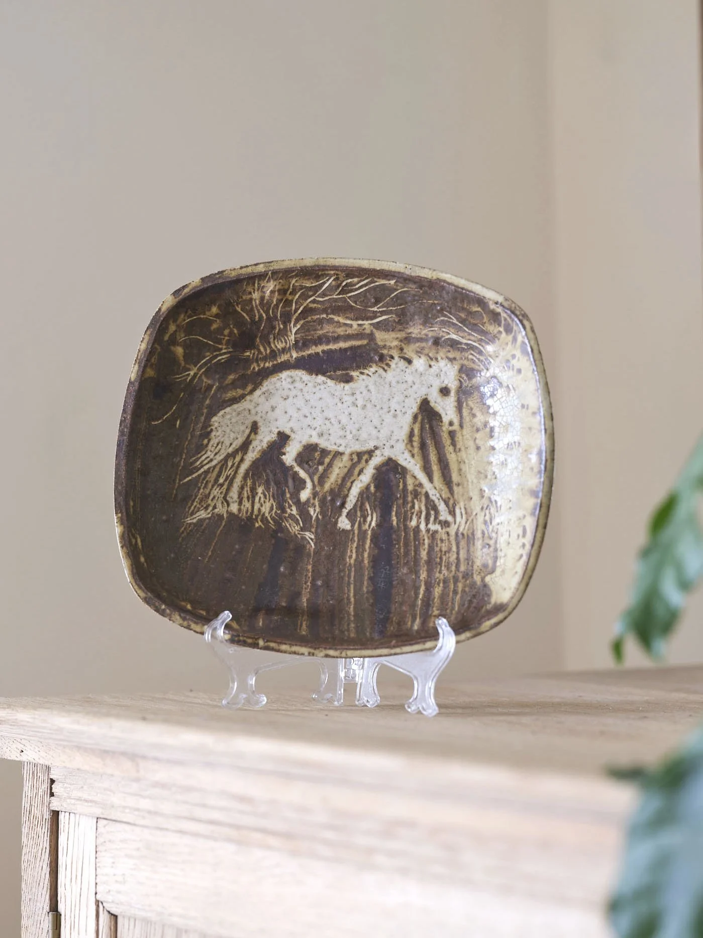 Mid Century Studio Pottery Horse Plate