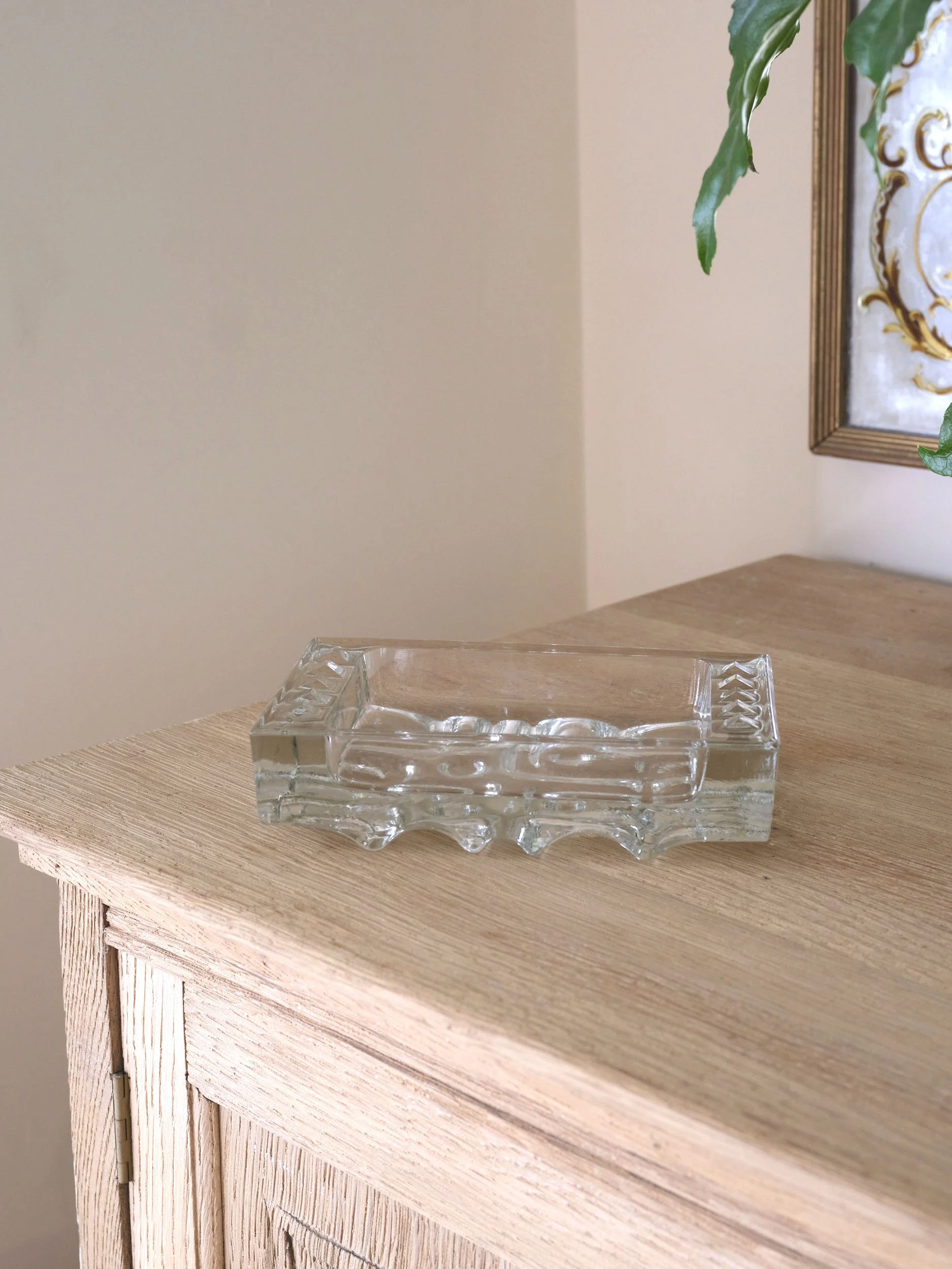 Brutalist Mid Century Glass Tray by glassmaker Vladislav Urban Czechoslovakia