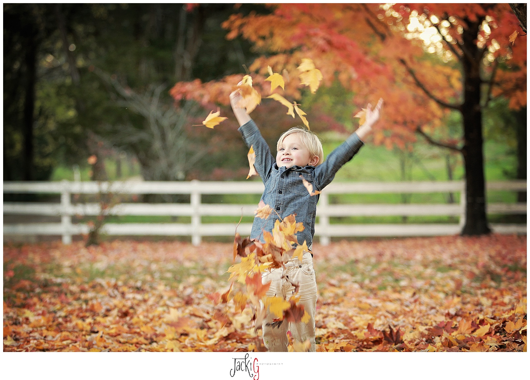 Playing in leaves was so much fun. 