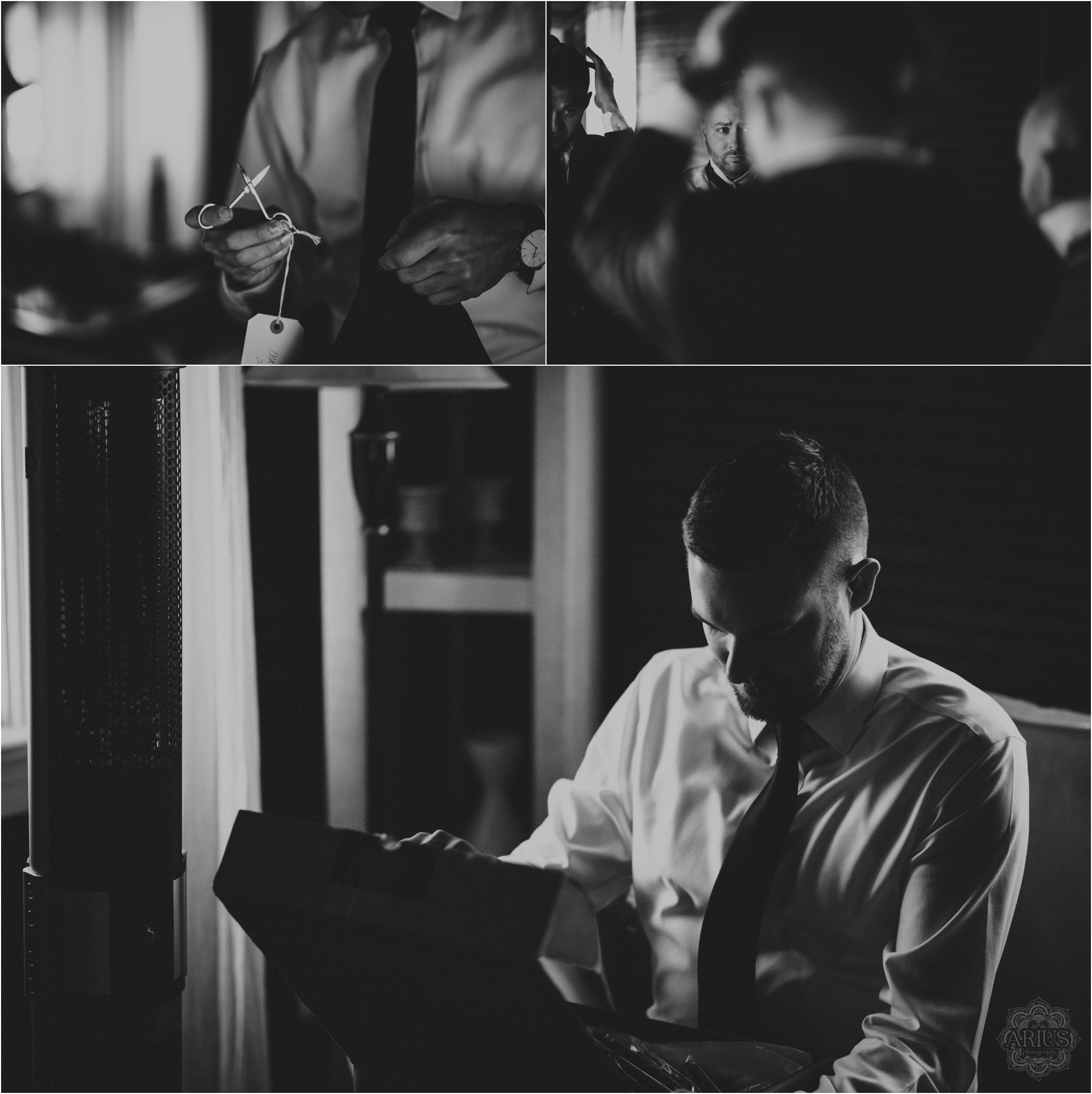 Groomsman gets ready for the wedding