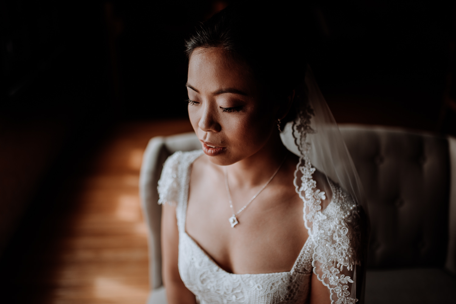 elegant bridal portrait at red maple vineyard wedding