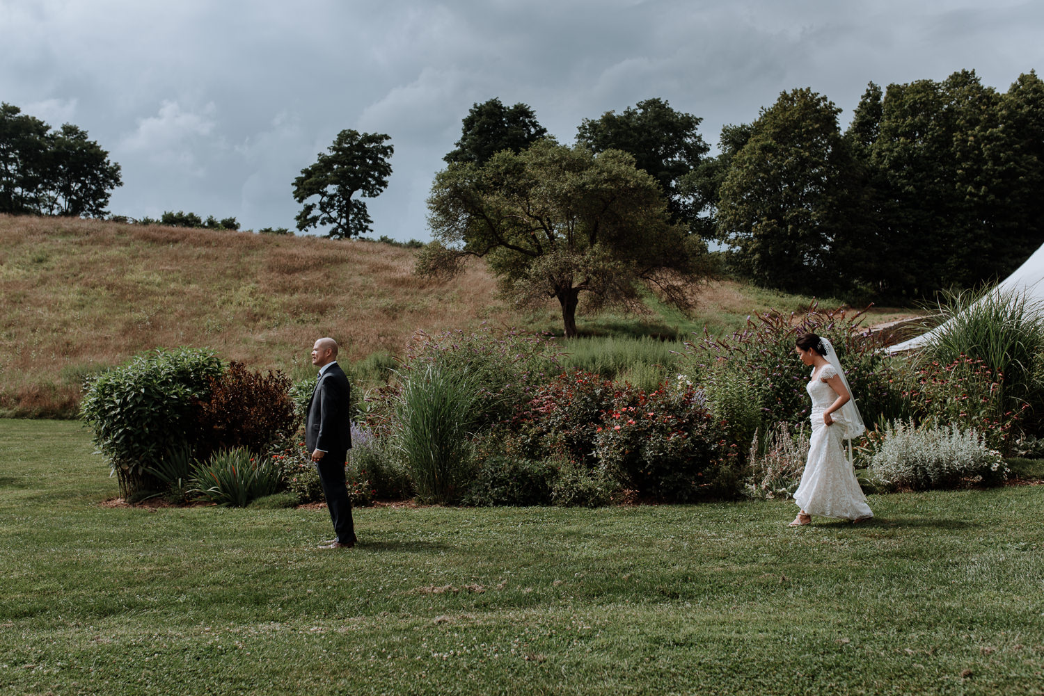 Red Maple Vineyard Wedding first look