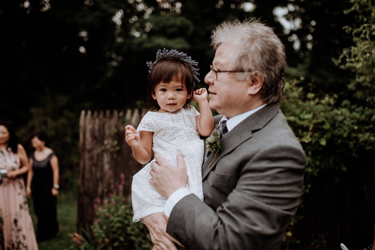 lavender flower crown on flower girl