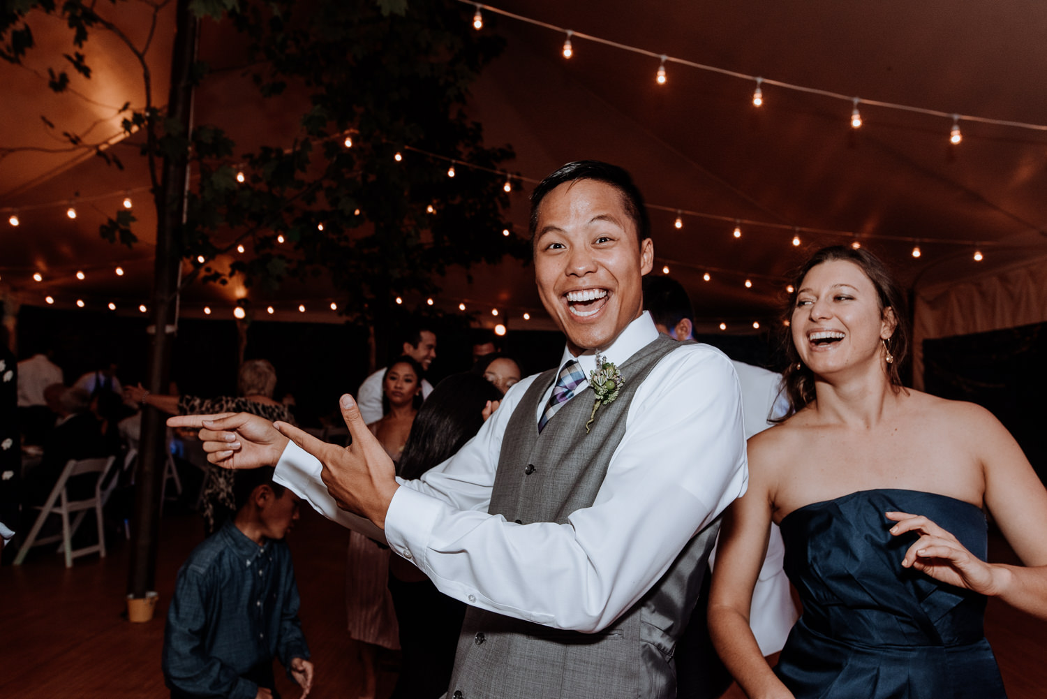 happy guests at red maple wedding
