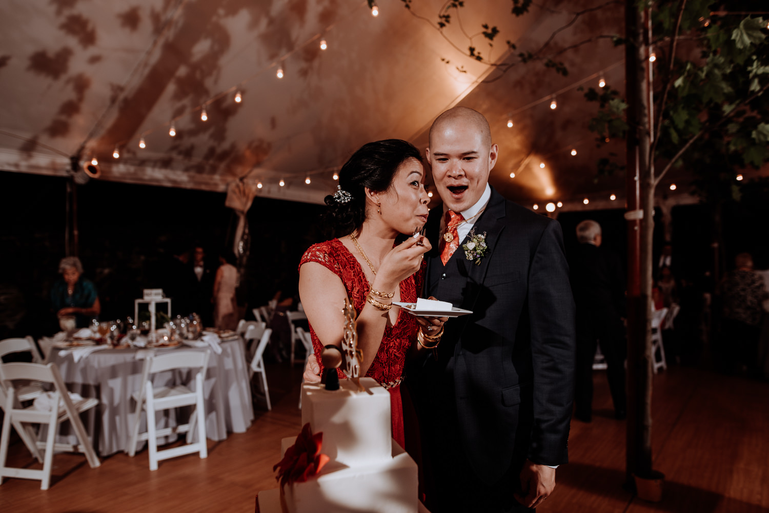 Red Maple Vineyard Wedding cake cutting