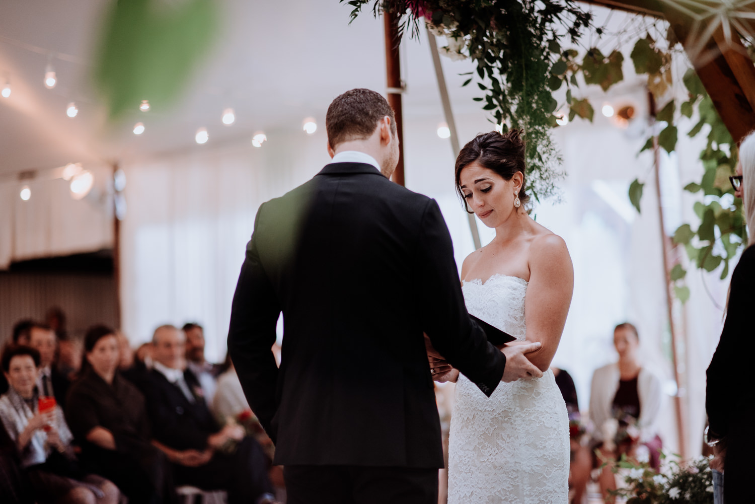 Red Maple Vineyard wedding ceremony rain tent