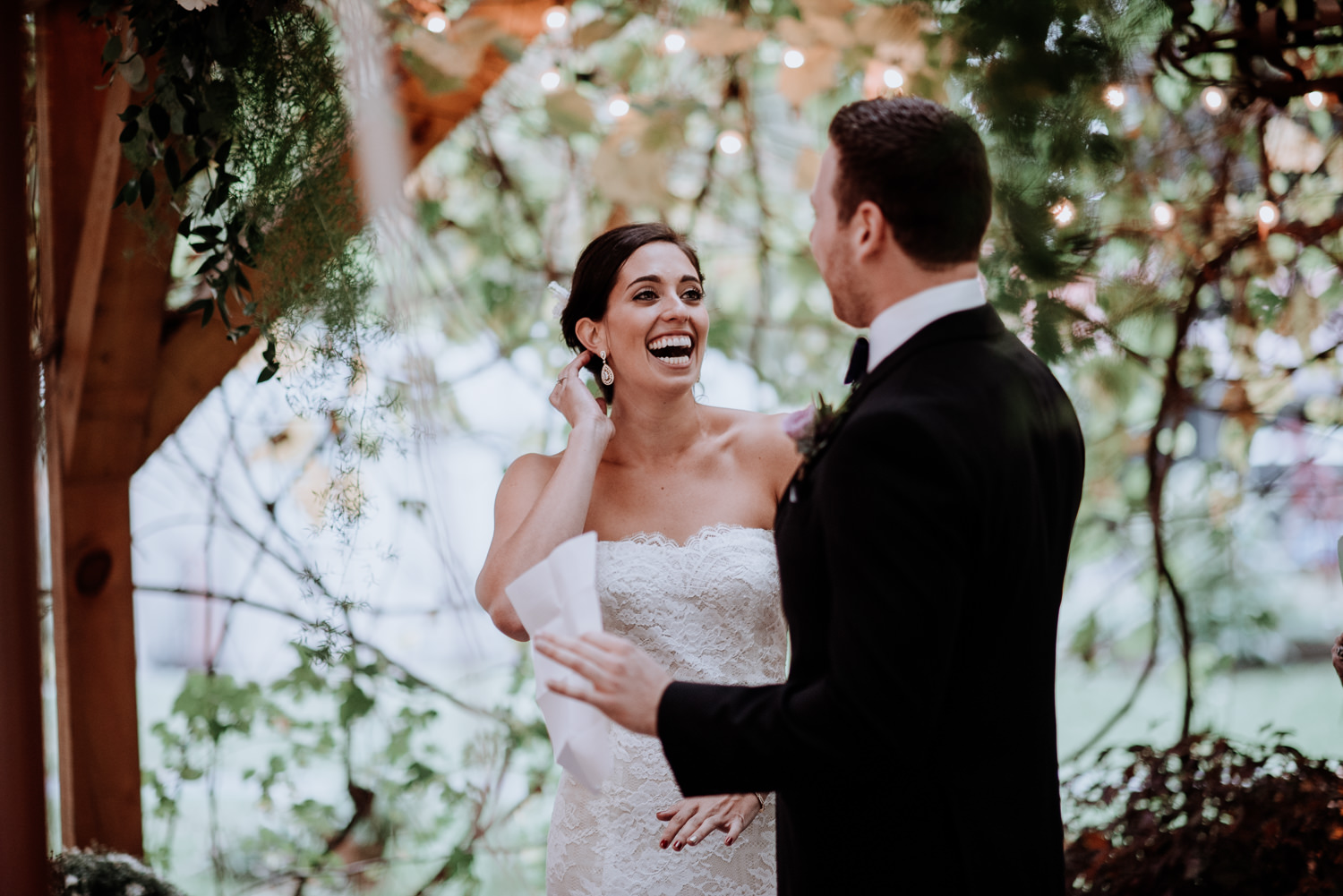 Red Maple Vineyard wedding ceremony rain tent