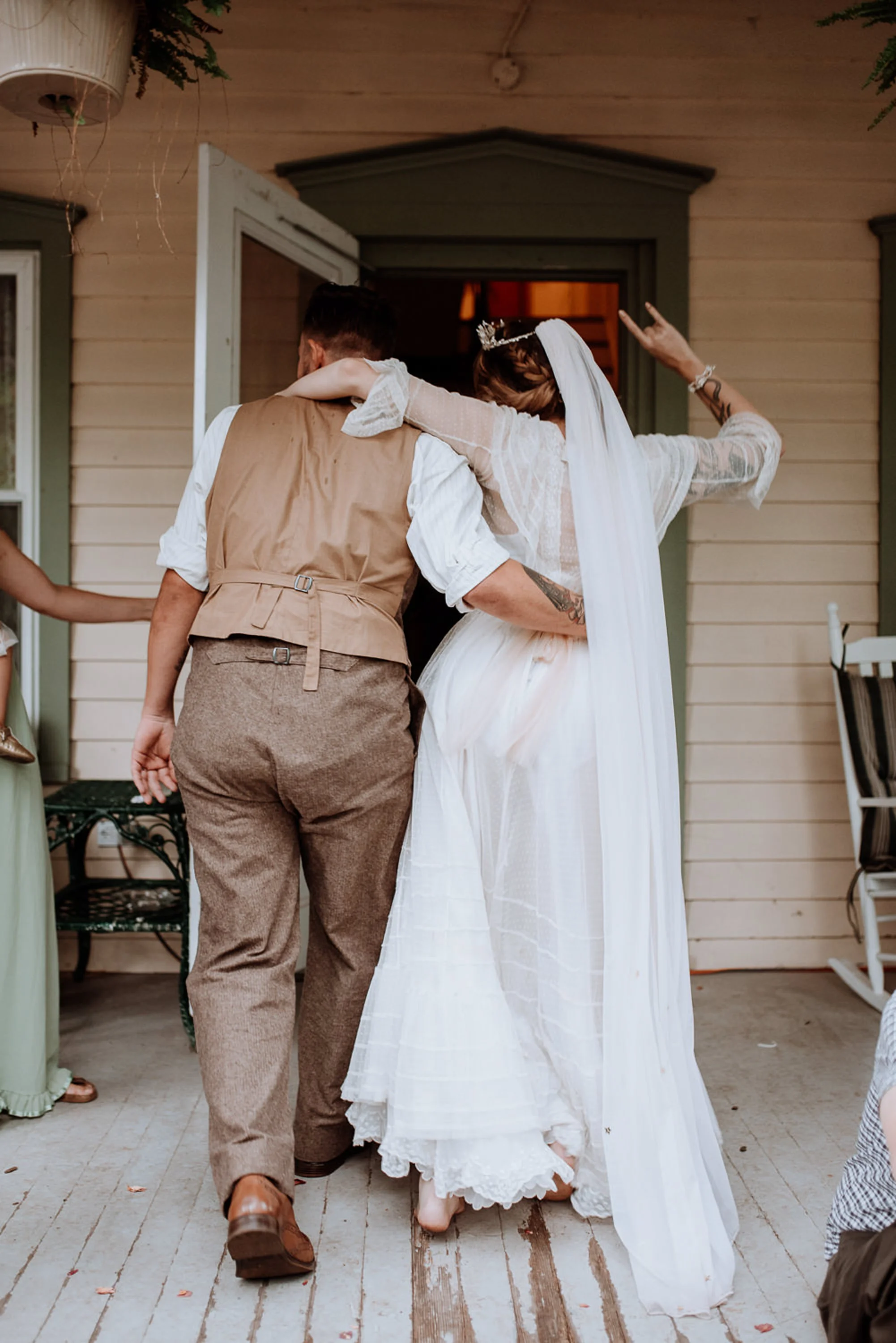 Vintage Catskills Wedding at Waterfall with unicorns and rustic