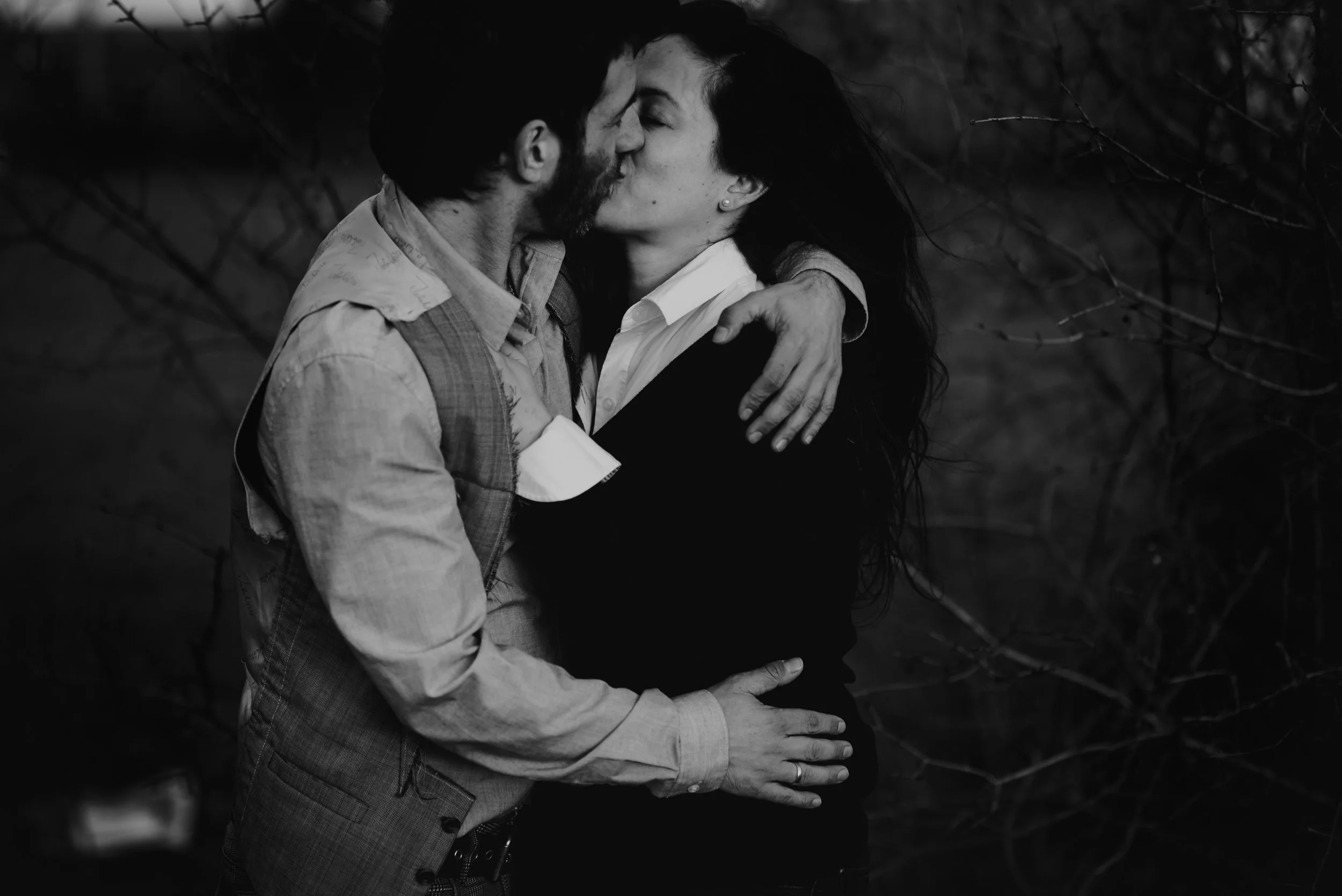 Industrial Engagement Session in Hudson NY outside The Basilica