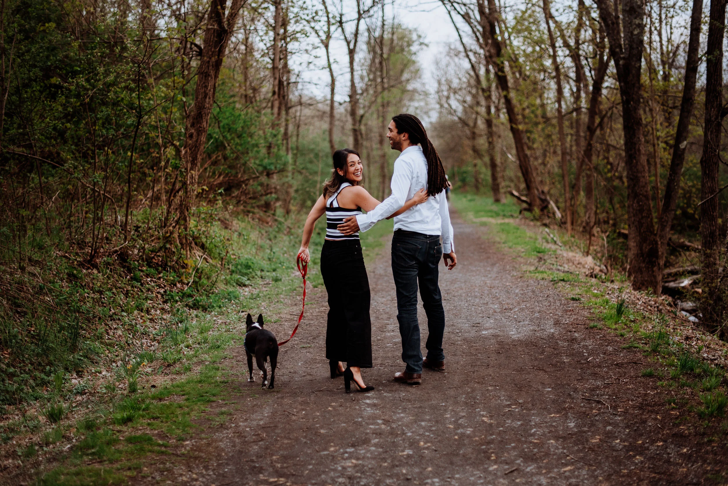 Hudson Valley Engagement session with apple blossoms, mountain v