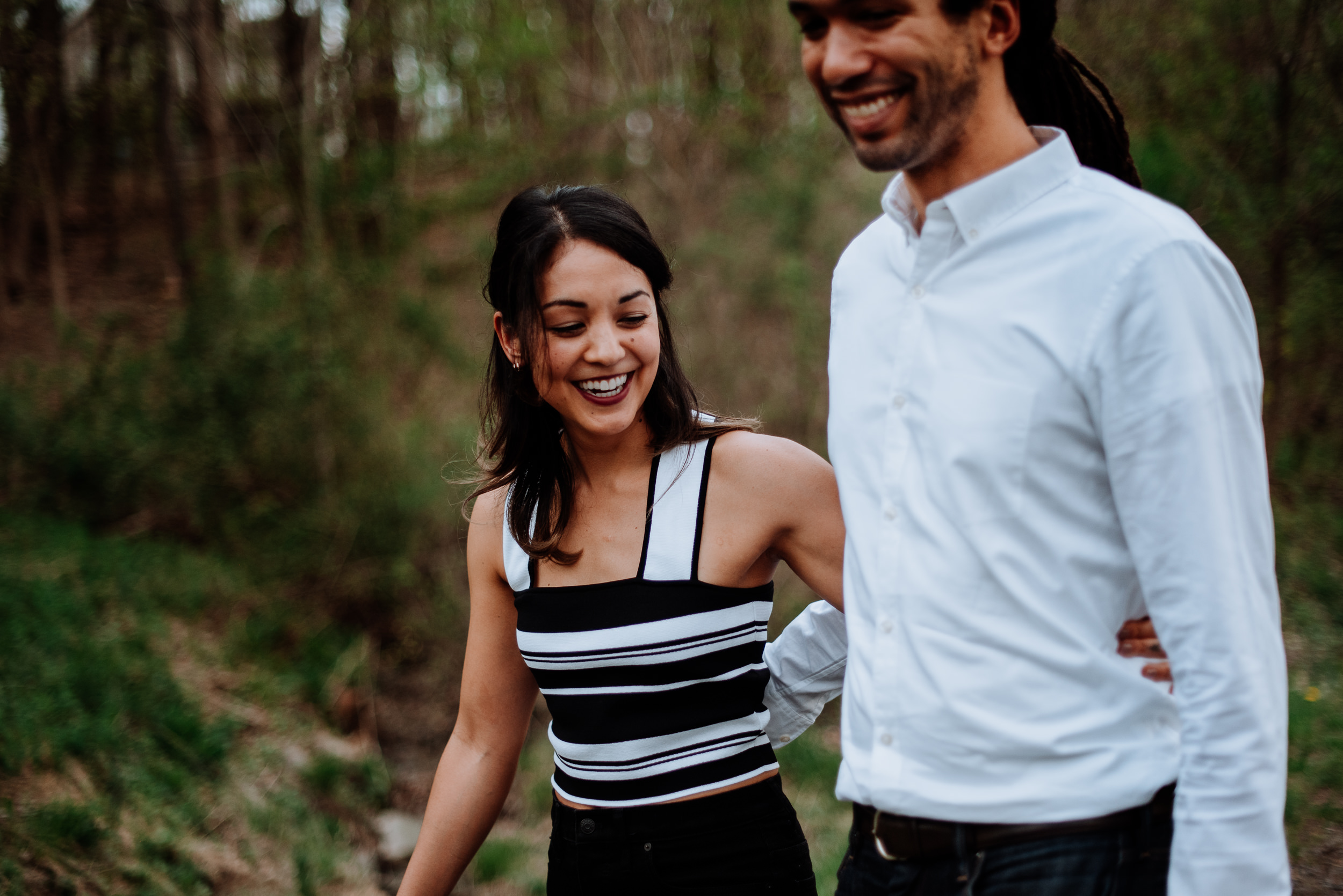 Hudson Valley Engagement session with apple blossoms, mountain v