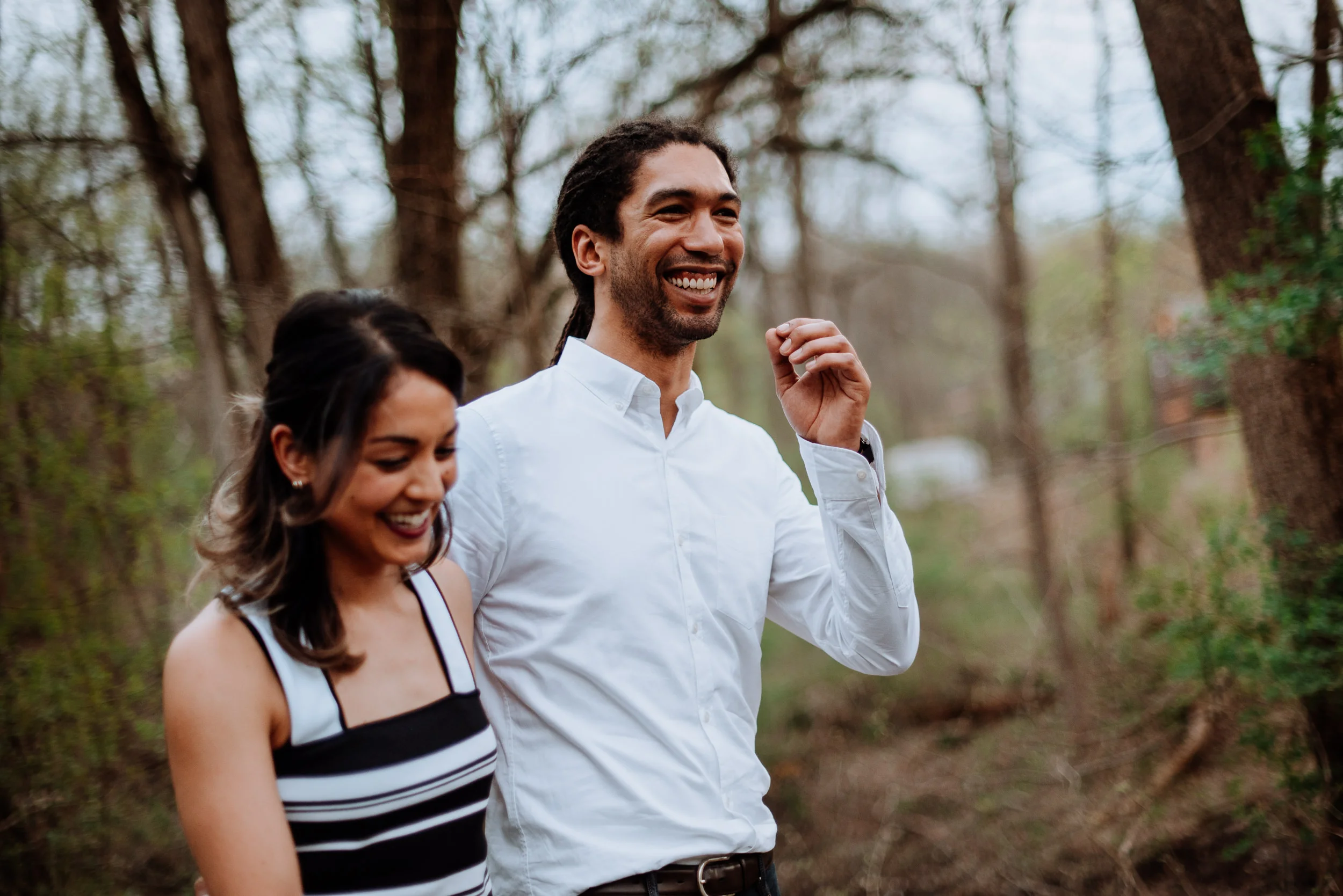 Hudson Valley Engagement session with apple blossoms, mountain v