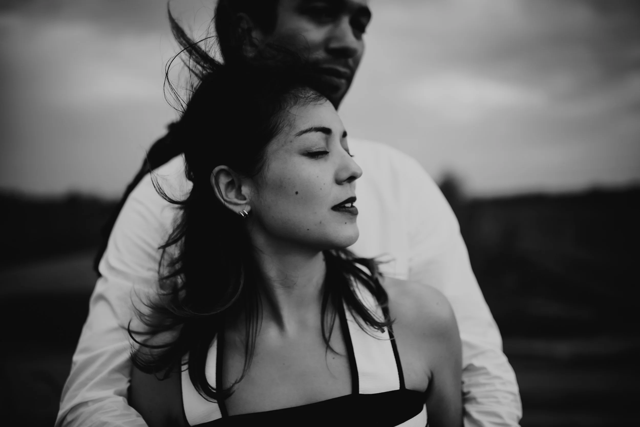 Hudson Valley Engagement session with apple blossoms, mountain v