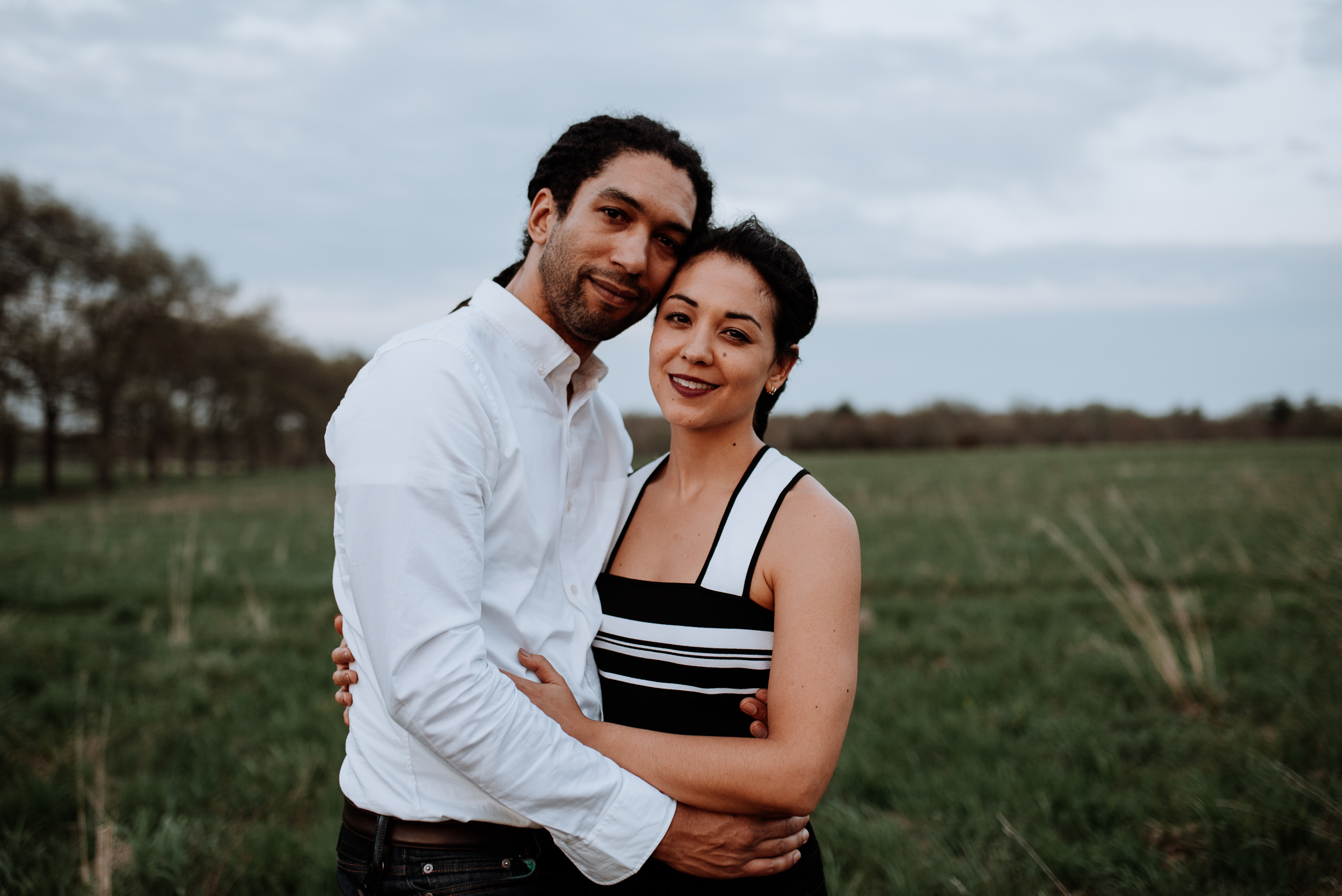 Hudson Valley Engagement session with apple blossoms, mountain v