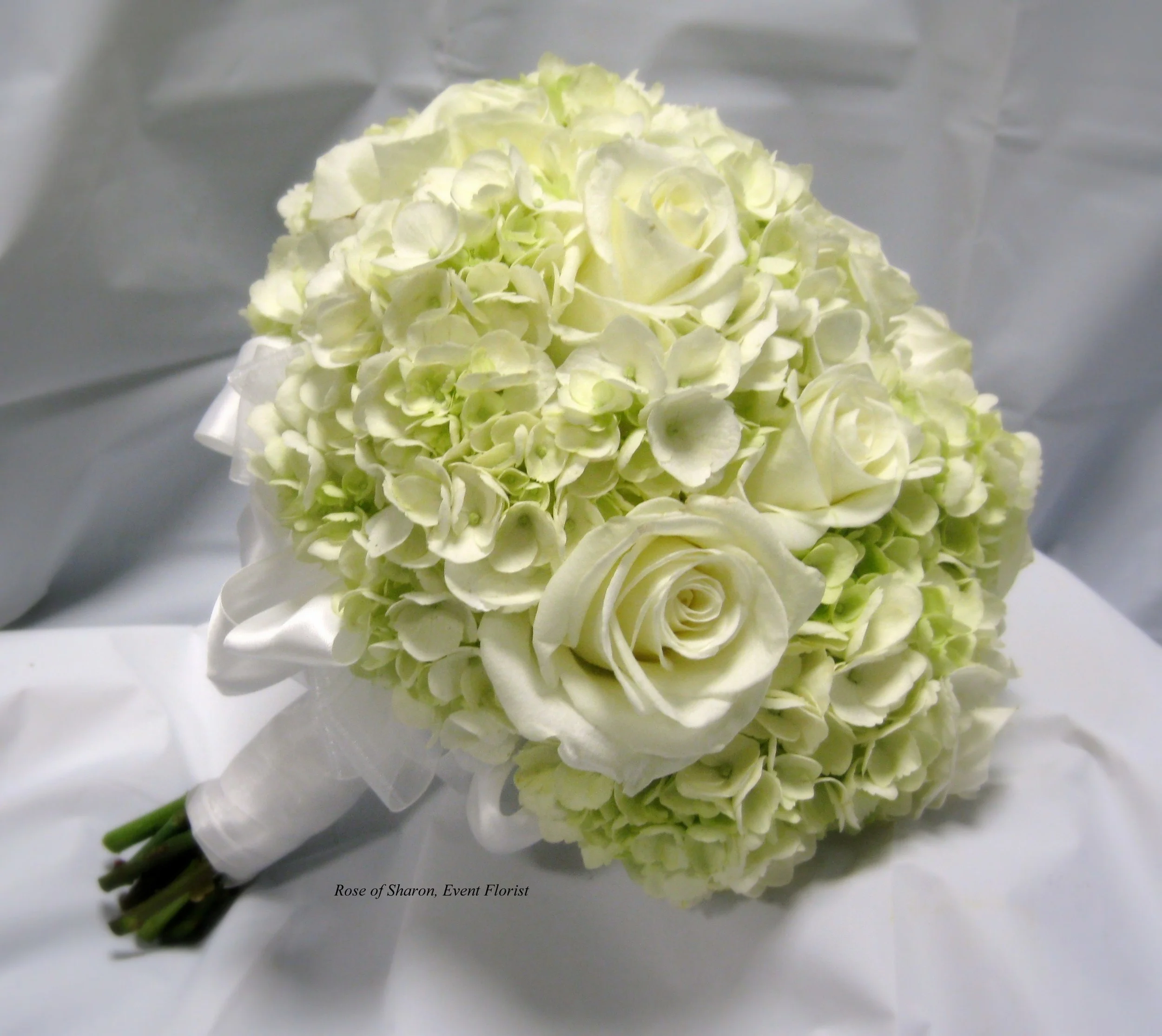 Hand-Tied Bouquet with Hydrangeas & Roses. Rose of Sharon Floral Designs