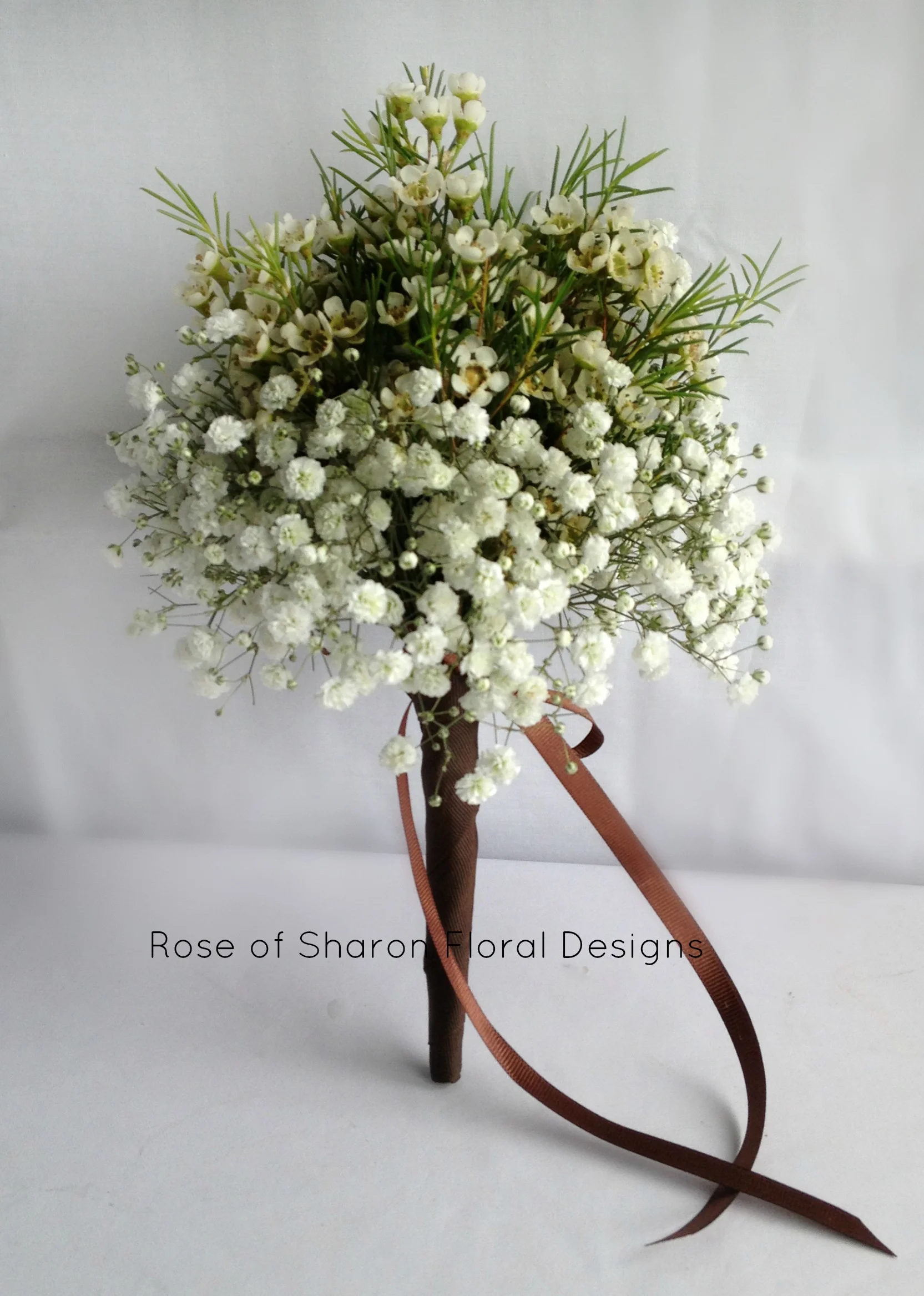 Wax Flower and Baby's Breath Posy. Rose of Sharon Floral Designs