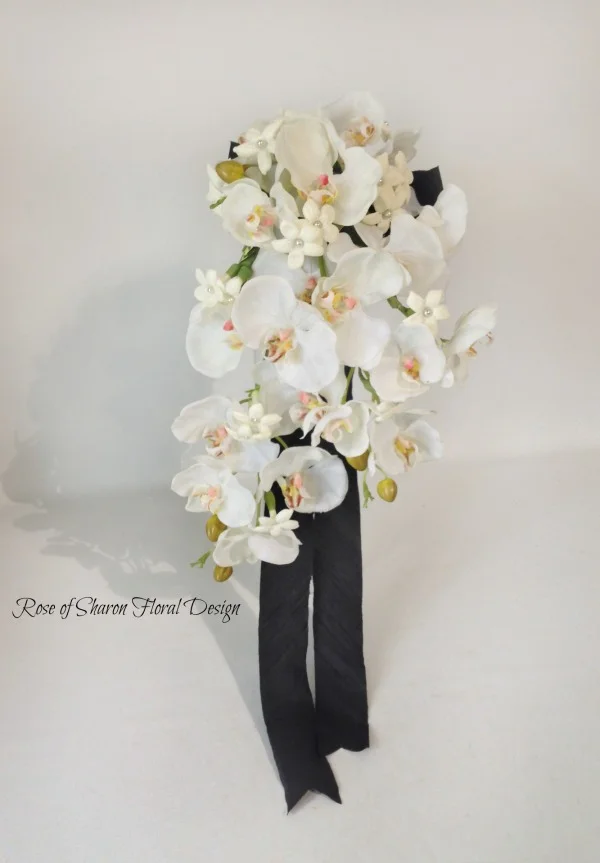 Teardrop Orchid and Stephanotis Bouquet. Rose of Sharon Floral Designs