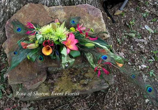 Calla Lily, Oriental Lily, Spider Mum and Peacock Feather Bouquet, Rose of Sharon Floral Designs