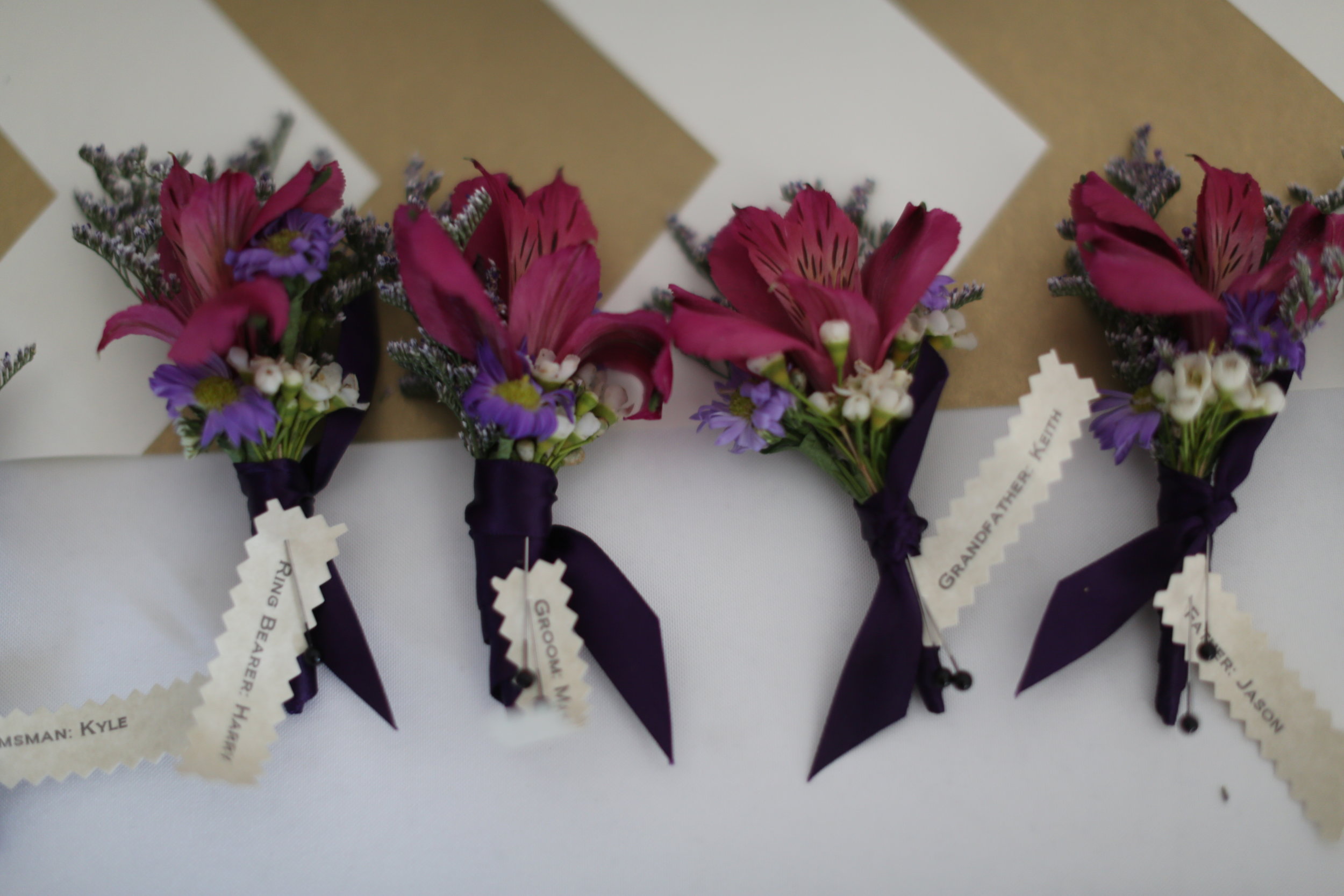 Vibrant Summer Wildflower Wedding at Fairlane Station Boutonniere, Rose of Sharon Floral Design Studio, Fayetteville, Arkansas