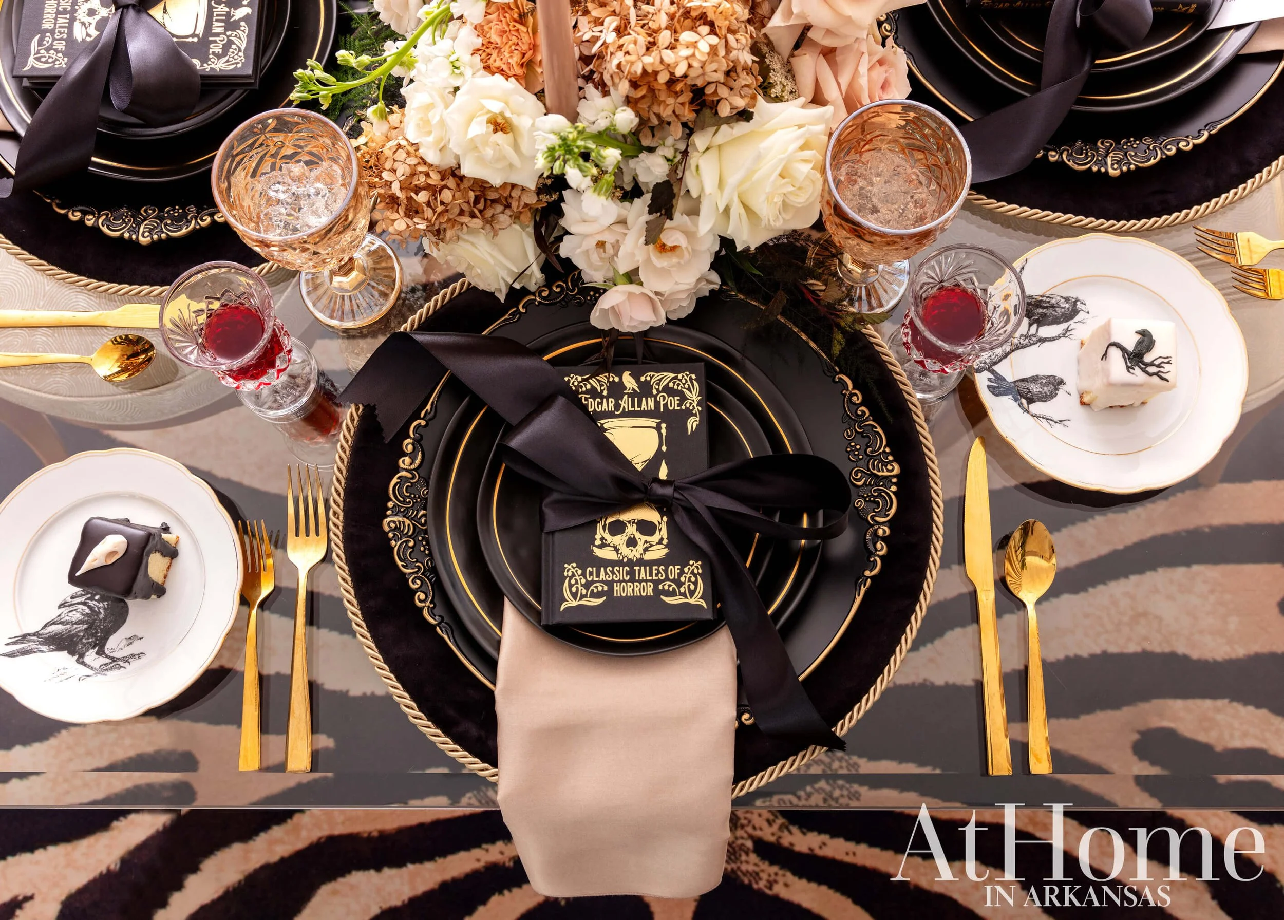 Centerpiece featuring plumosa, dried hydrangeas and yarrow with ivory, champagne, and peach roses designed by Rose of Sharon Floral Designs. Photo by Rett Peak.