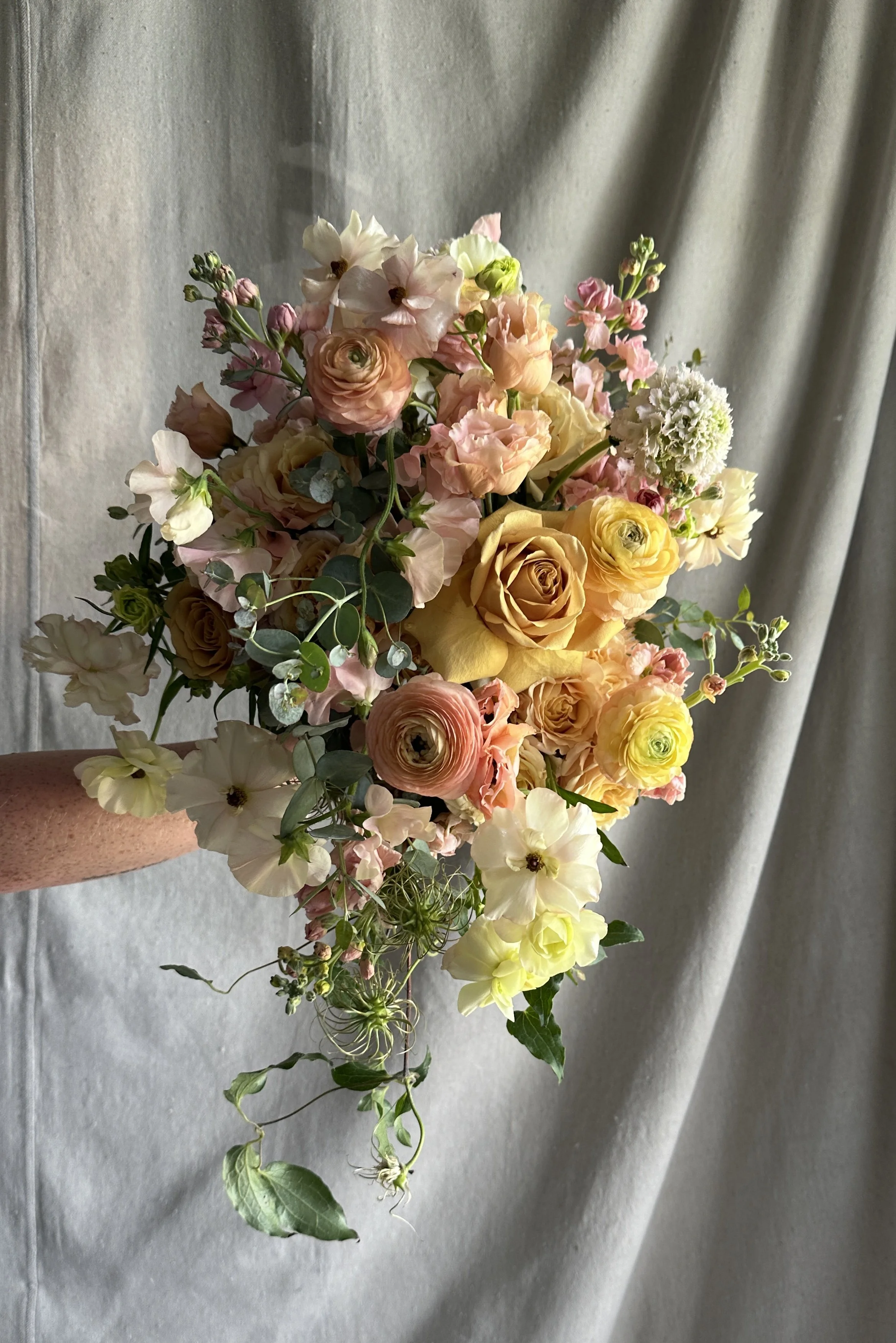 peach cascading bouquet
