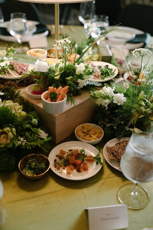 thaden gala bentonville rose of sharon organic woodland corporate event centerpiece