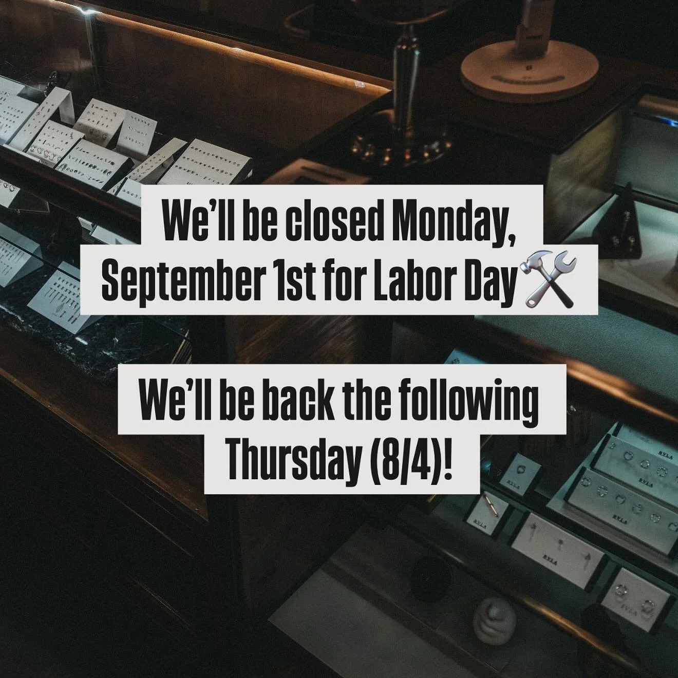 Attention clients! We&rsquo;ll be having a long weekend starting Labor Day, and will not be back in the studio until the following Thursday, September 4th! 
. 
. 
. 
. 
#southside #laborday #labordayhours #piercingshop #holidayhoufs #southsidebusines