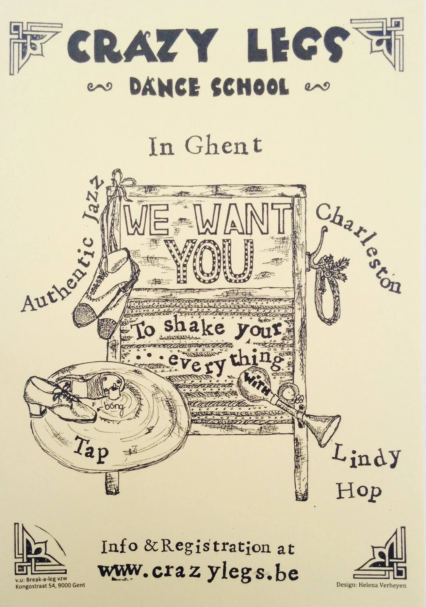 Design by Helena Verheyen, for Crazy Legs dance School