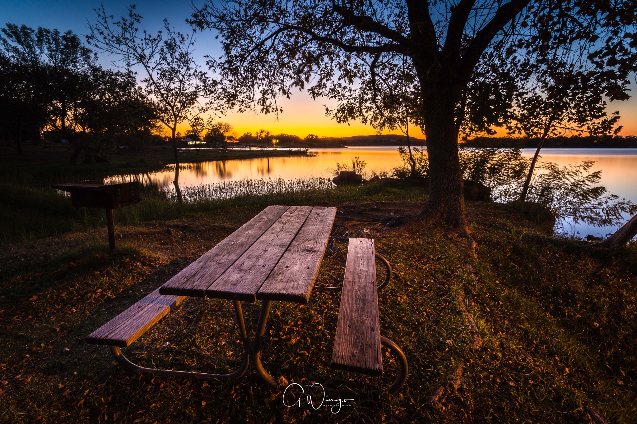 Sunset at Inks Lake in Burnet, TX. December 1, 2017.