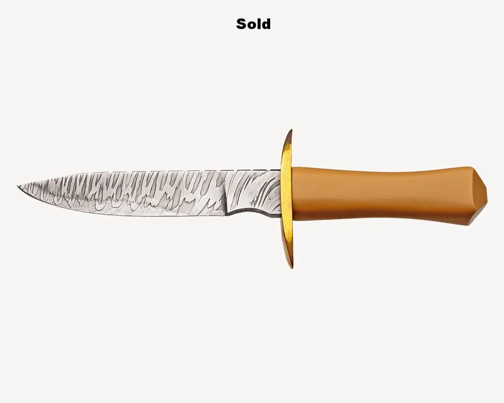 HAMON LINE DAMASCUS HUNTING KNIFE (SOLD)