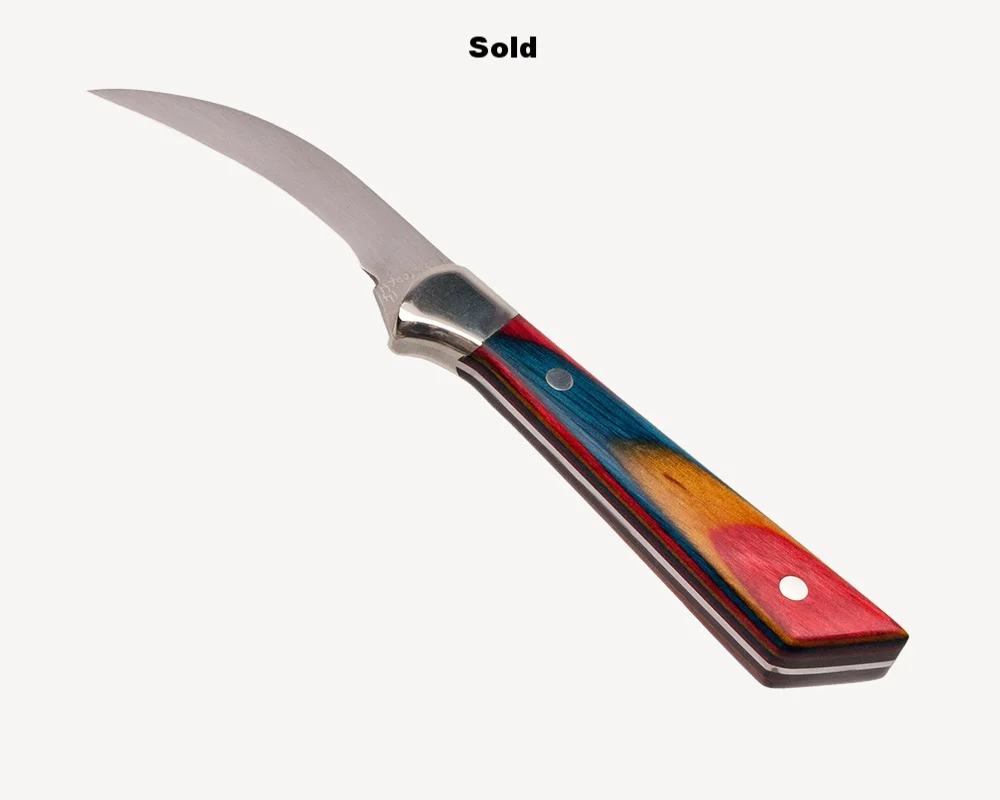 RED YELLOW BLUE DYMONDWOOD PARING KNIFE (SOLD)