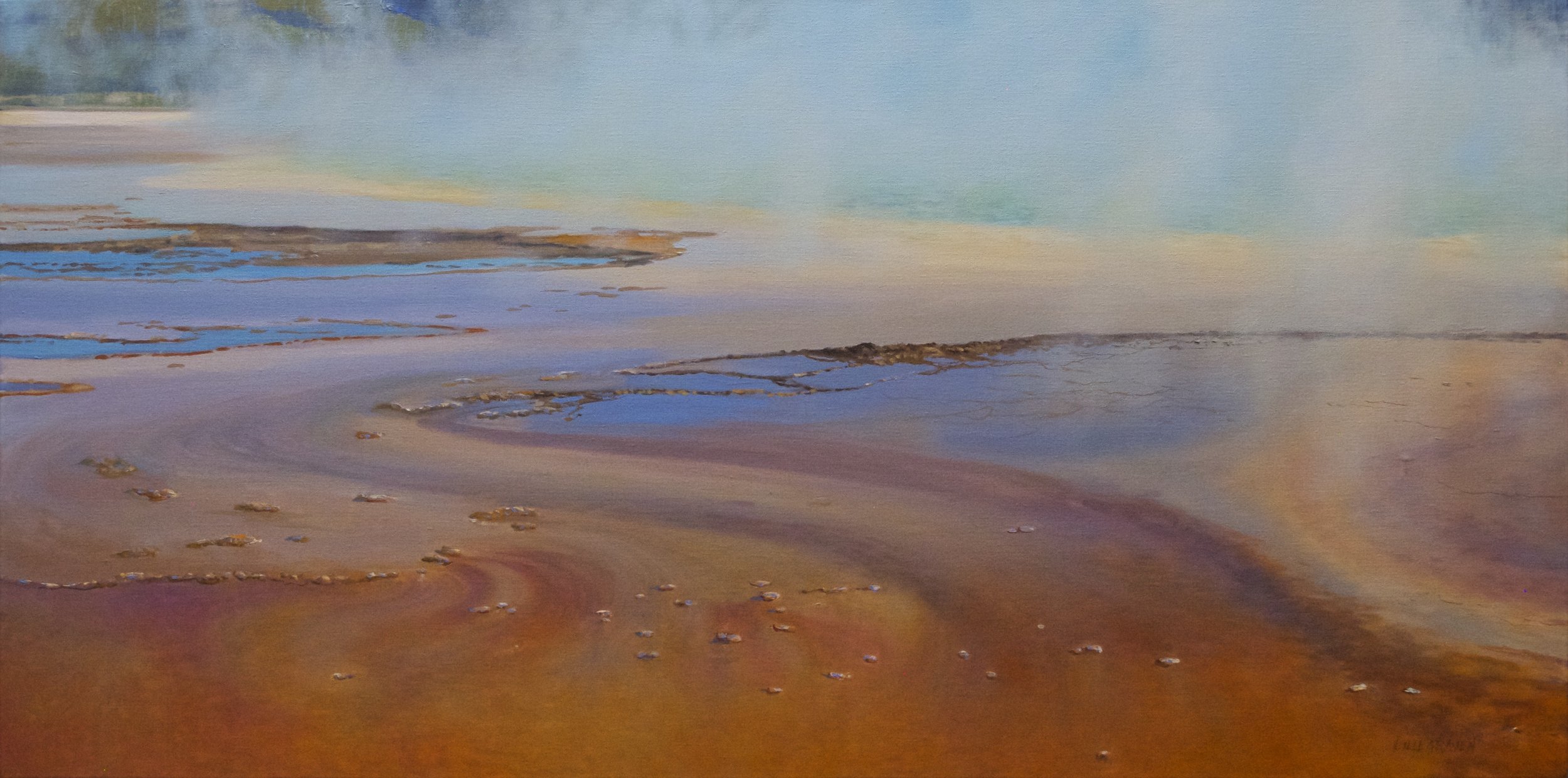 Flow Patterns, Grand Prismatic Spring (2012) Oil on linen, 24" x 48"